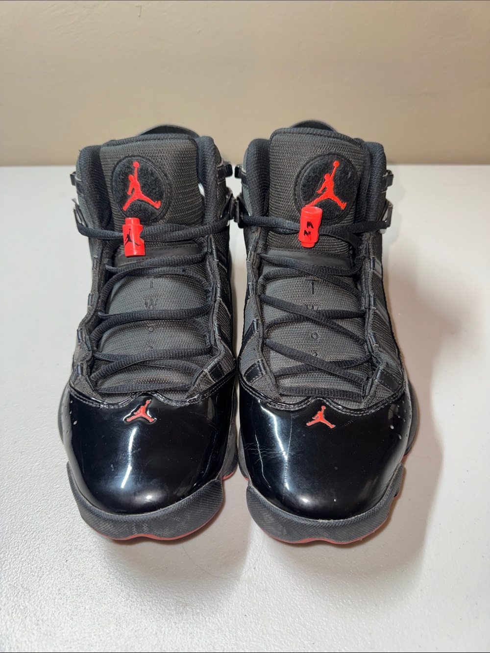 Jordan Kids Black with Red Accent High-Top Basketball Sneakers